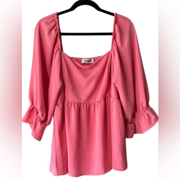Impressions Vibrant Pink Blouse Ruffled Sleeve - Picture 5 of 5